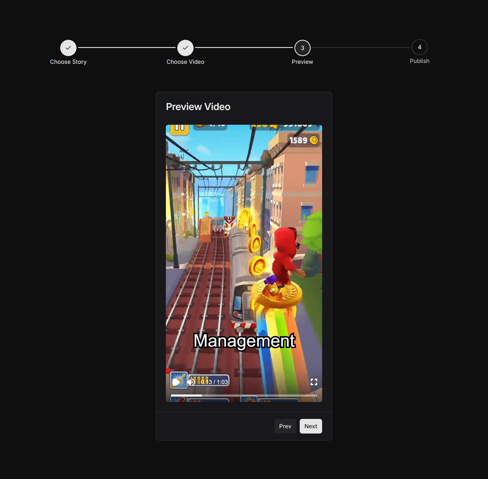 Get a Video preview, with client-side assembled video, speech and subtitles